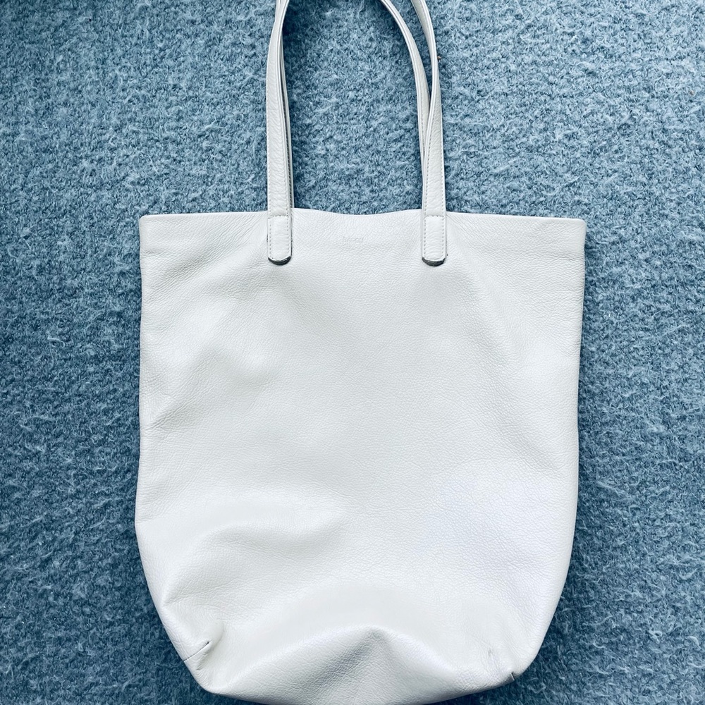 Baggu leather milky white tote bag